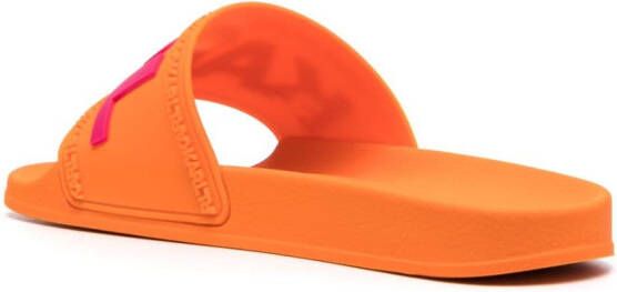 Karl Lagerfeld Slippers met logo-reliëf Oranje