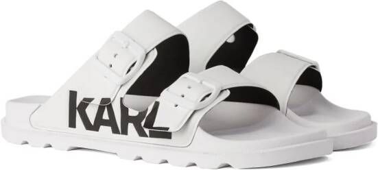 Karl Lagerfeld Kondo Tred slippers met dubbele bandjes Wit