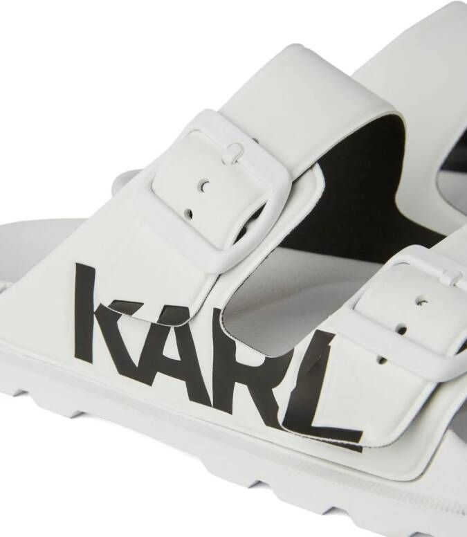 Karl Lagerfeld Kondo Tred slippers met dubbele bandjes Wit