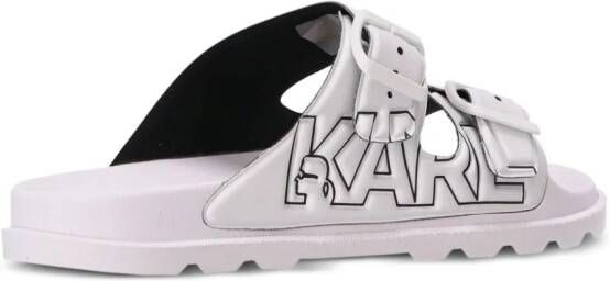 Karl Lagerfeld Kondo Tred slippers met 2 bandjes Wit