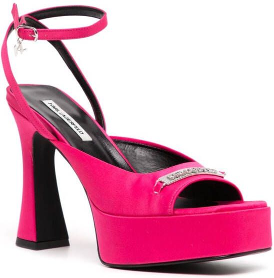 Karl Lagerfeld Lazula sandalen met gegraveerd logo Roze