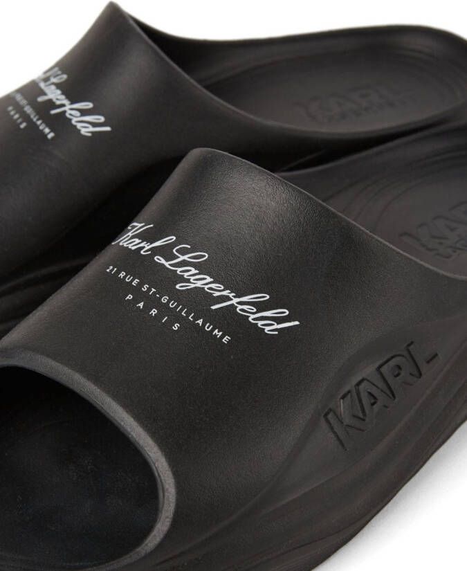 Karl Lagerfeld Maison Karl slippers met logoprint Zwart