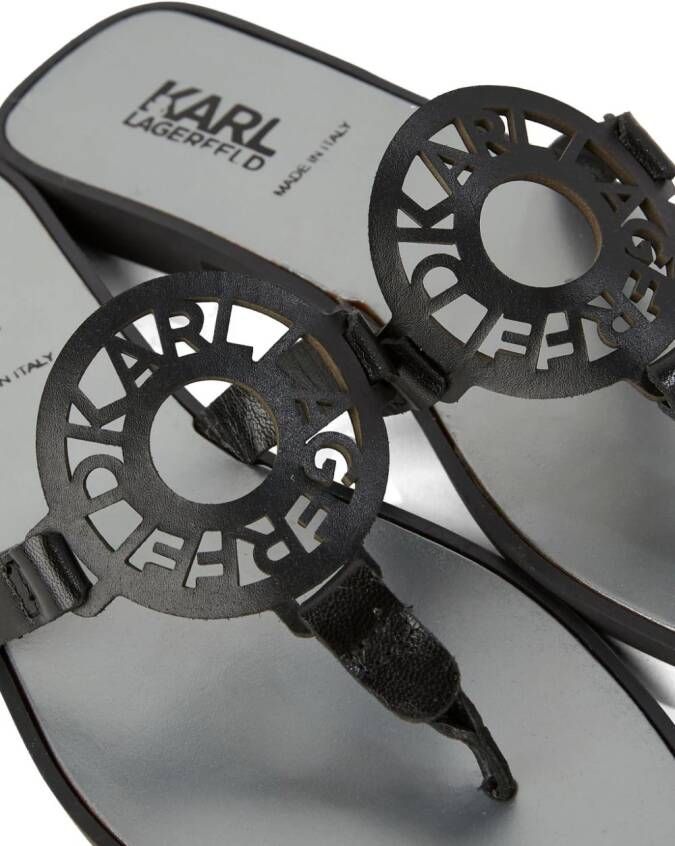 Karl Lagerfeld Ring sandalen met uitgesneden logo Zwart