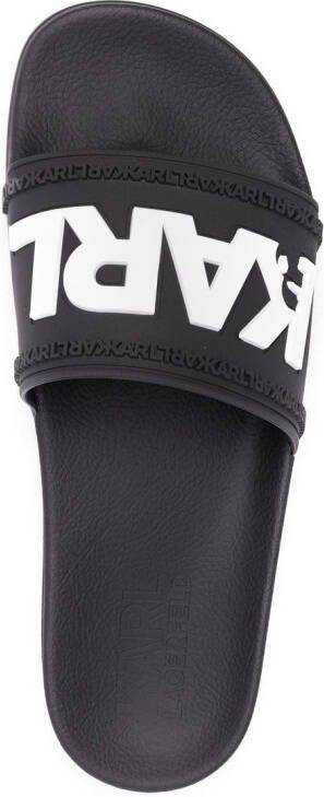 Karl Lagerfeld Slippers met logo-reliëf Zwart