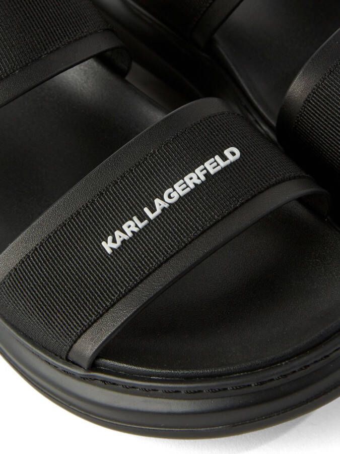 Karl Lagerfeld Slippers met logo-reliëf Zwart