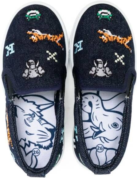 Kenzo Kids Jungle Game canvas sneakers Blauw
