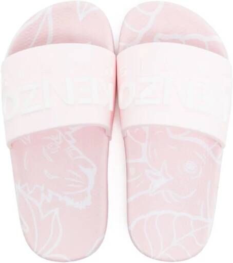 Kenzo Kids Slippers met logo-reliëf Roze