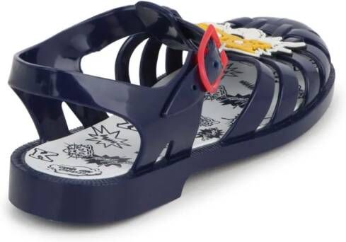 Kenzo Kids Sandalen met tijgerapplicatie Blauw