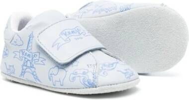 Kenzo Kids Leren sneakers met klittenband Blauw