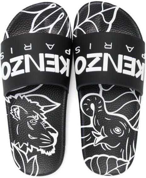 Kenzo Kids Slippers met all-over print Zwart