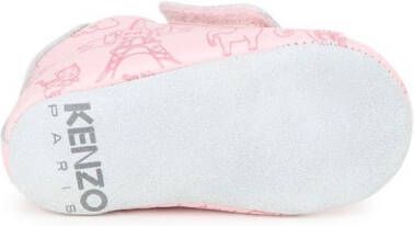 Kenzo Kids Slippers met klittenband en print Roze