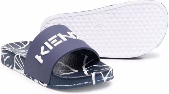 Kenzo Kids Slippers met logoprint Blauw