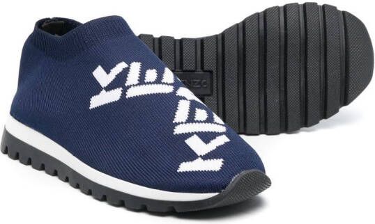 Kenzo Kids Soksneakers met logo jacquard Blauw