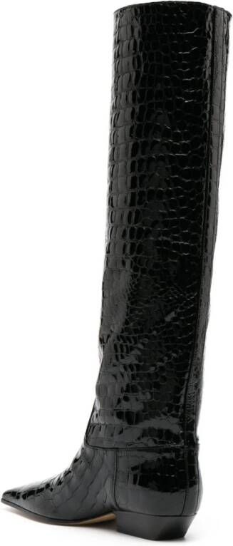 KHAITE Laarzen met krokodillen-reliëf Zwart