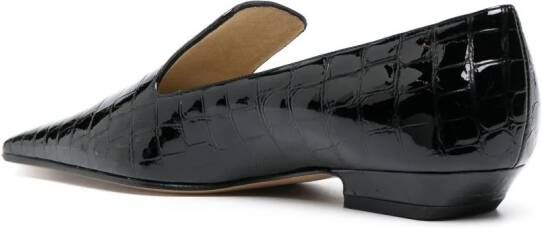 KHAITE Marfa loafers met krokodillen-reliëf Zwart