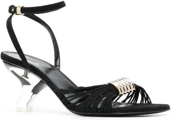KHAITE Seigel suède sandalen Zwart