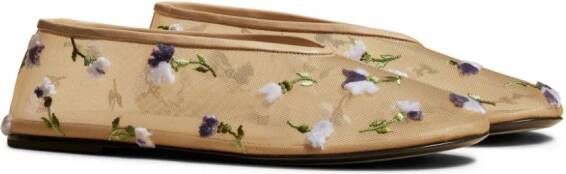 KHAITE The Marcy ballerina's met geborduurde bloemen Beige