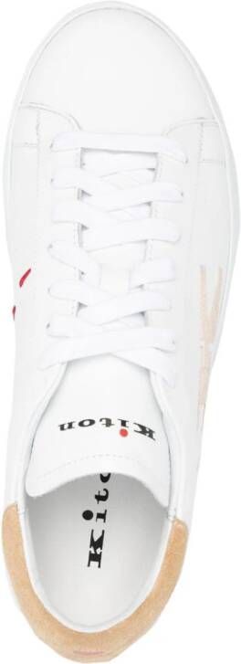 Kiton Leren sneakers met geborduurd logo Wit