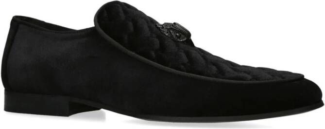 Kurt Geiger London Eagle Head fluwelen loafers Zwart