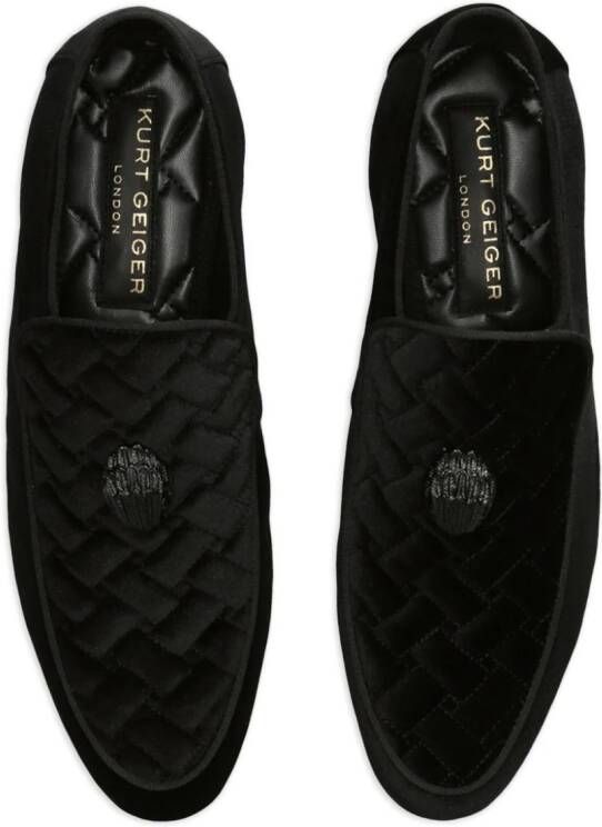 Kurt Geiger London Eagle Head fluwelen loafers Zwart