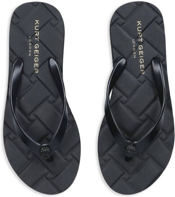 Kurt Geiger London Kensington gevoerde teenslippers Zwart