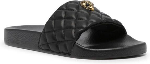 Kurt Geiger London Meena Eagle gewatteerde slippers Zwart