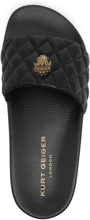 Kurt Geiger London Meena Eagle gewatteerde slippers Zwart