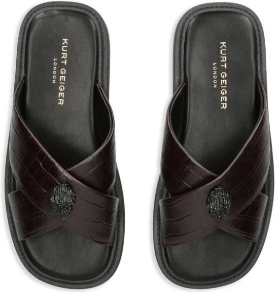 Kurt Geiger London Owen leren slippers Bruin Schoenen.nl