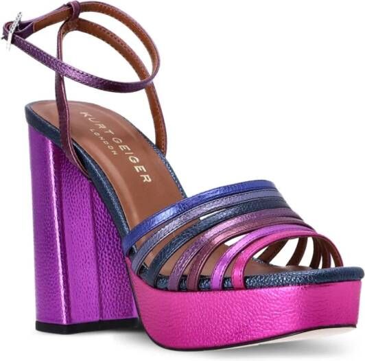 Kurt Geiger London Pierra metallic leren sandalen met plateauzool Roze