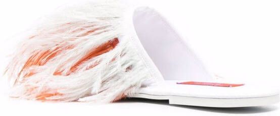 La DoubleJ Slippers met veren Wit