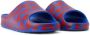 Lacoste Slippers met geometrische print en open neus Blauw - Thumbnail 2