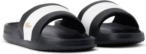 Lacoste Slippers met logo-applicatie en streep Zwart