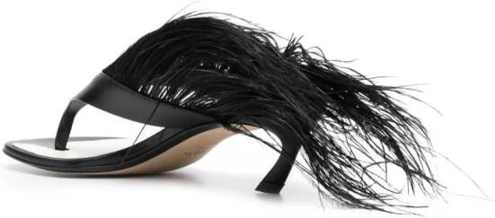 Lanvin Feather Swing 65 leren sandalen Zwart