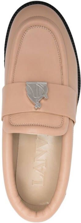 Lanvin Loafers met logoplakkaat Beige