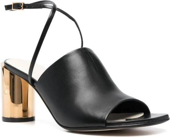 Lanvin metallic-heel 75mm leather sandals Zwart