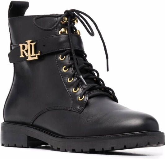 Lauren Ralph Lauren Burnished leren laarzen Zwart