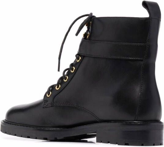 Lauren Ralph Lauren Burnished leren laarzen Zwart