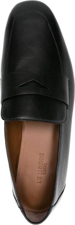 Le Monde Beryl Soft Placket leren loafers Zwart