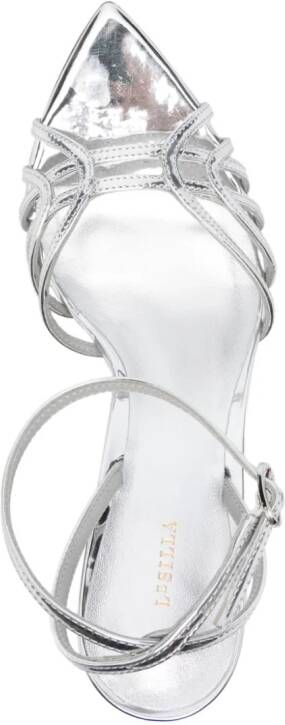 Le Silla 80mm Bella leren sandalen Zilver