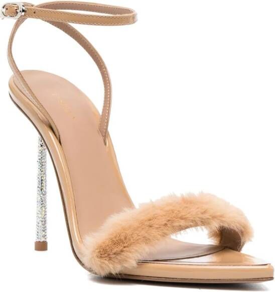 Le Silla Bella 105mm faux-fur sandals Beige