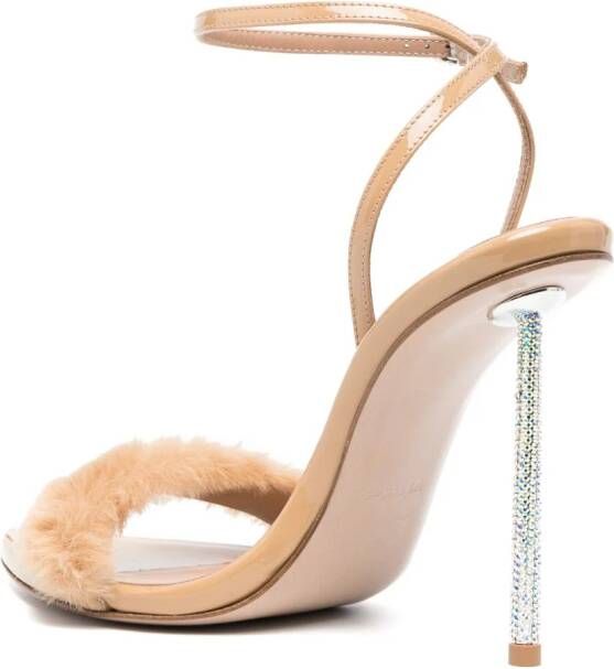 Le Silla Bella 105mm faux-fur sandals Beige