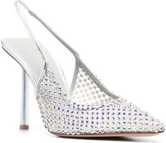 Le Silla Slingback pumps verfraaid met kristallen Zilver