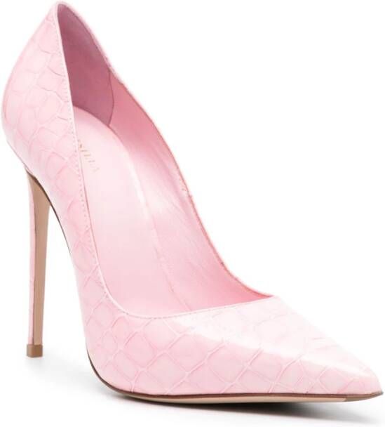 Le Silla Eva pumps met krokodillen-reliëf Roze