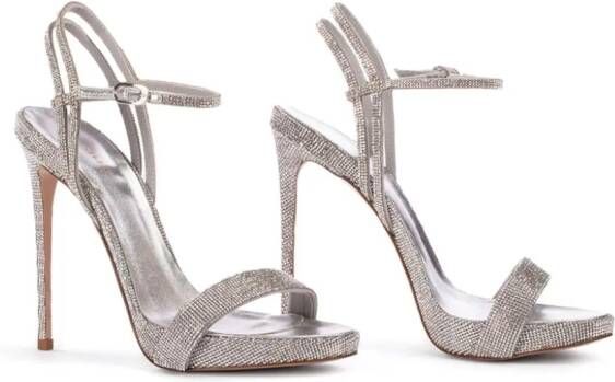 Le Silla 120 mm Gwen lleren sandalen met stras Zilver