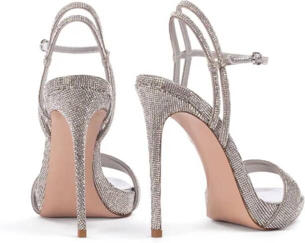 Le Silla 120 mm Gwen lleren sandalen met stras Zilver