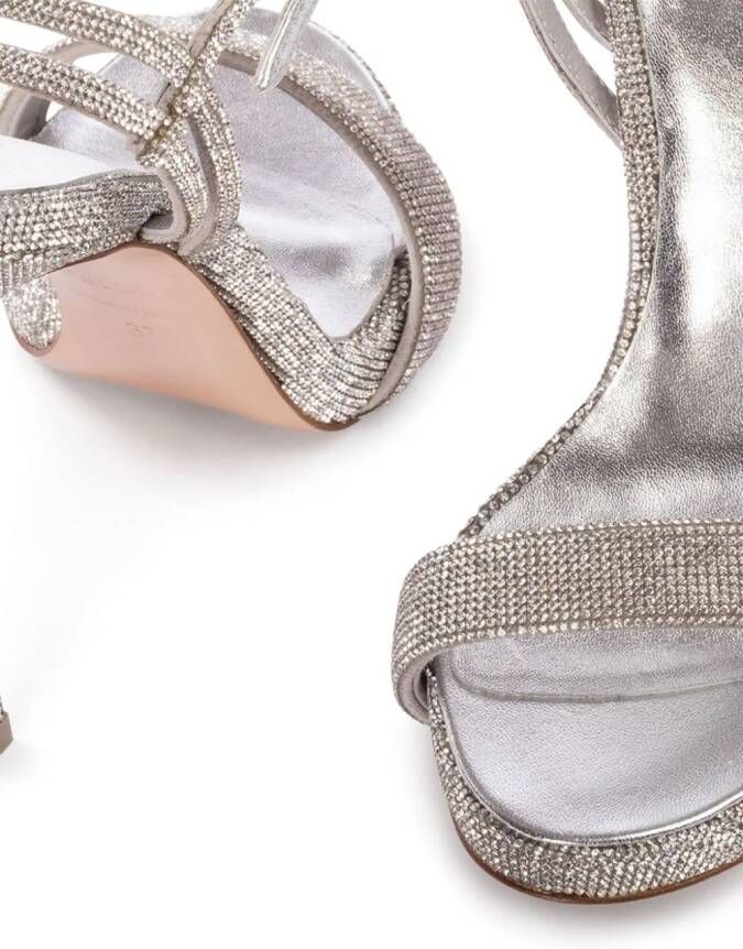 Le Silla 120 mm Gwen lleren sandalen met stras Zilver