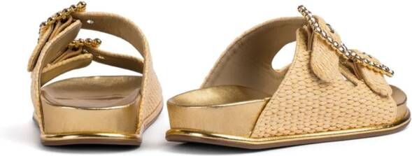 Le Silla Pool Side sandalen verfraaid met kristallen Beige