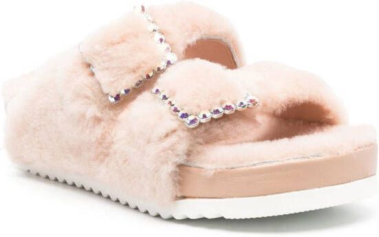 Le Silla Rita slippers verfraaid met gesp Beige