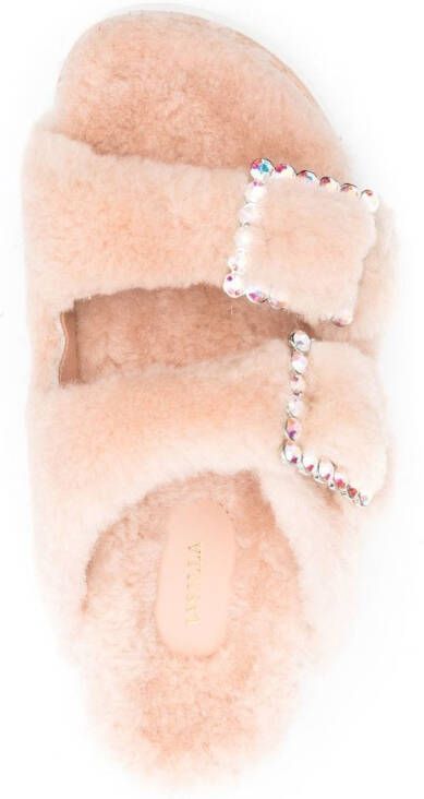 Le Silla Rita slippers verfraaid met gesp Beige