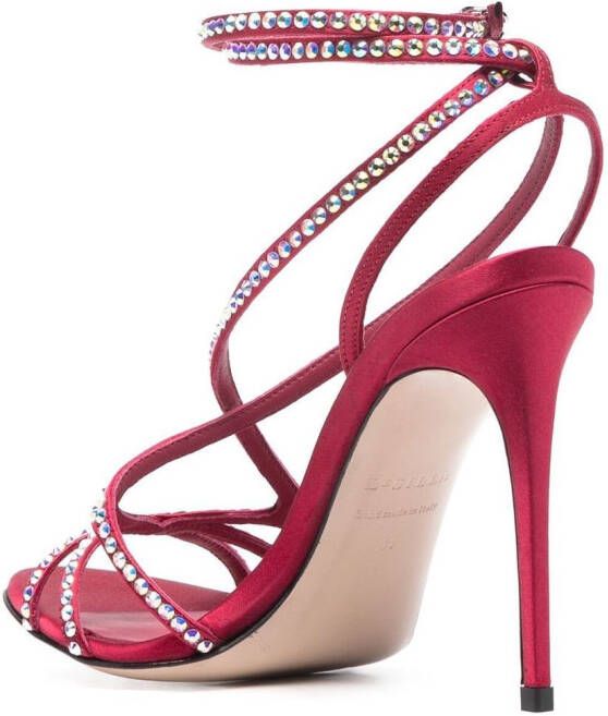 Le Silla Sandalen verfraaid met kristallen Rood